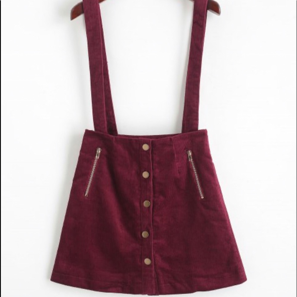 Plum Corduroy Suspender Skirt!